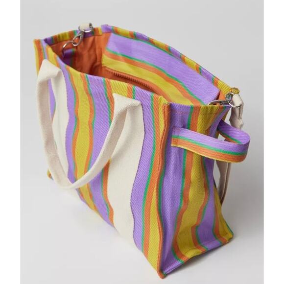 Urban Outfitters BDG Serena Mesh Tote Bag Medium Size Multi Stripe Purple Yellow - Picture 14 of 14